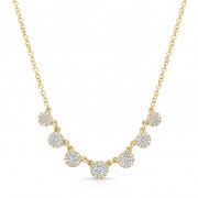 14KT Yellow Gold Tiny Circles Halo Diamond Necklace