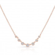 14KT Rose Gold Graduated Diamond Bezel Necklace