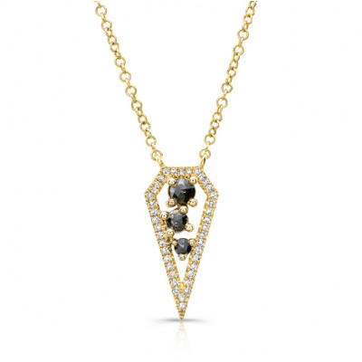 14KT Yellow Gold Black Rose Cut Diamond Necklace