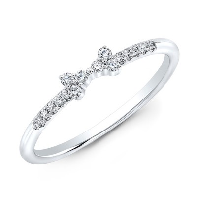 14KT White Gold Diamond Bow Ring