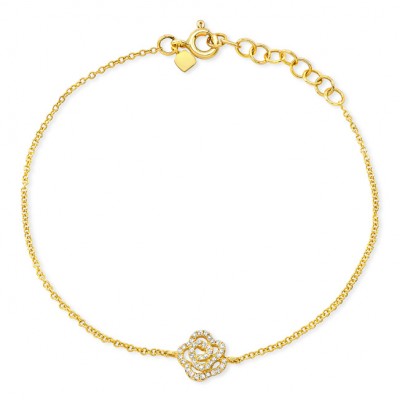 14KT Yellow Gold Diamond Flower Bracelet