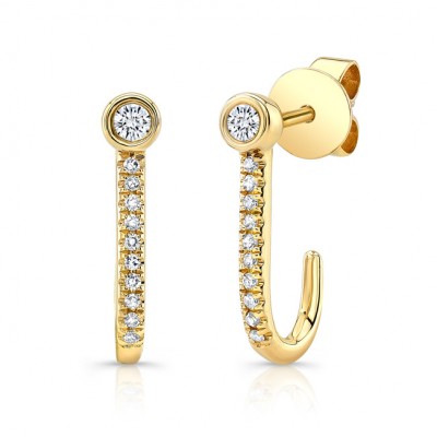 14KT Yellow Gold Diamond Hook Earrings