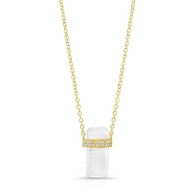 14KT Yellow Gold Moonstone and Diamonds Necklace