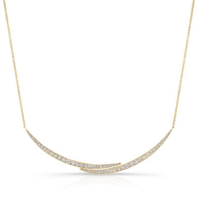 14KT Yellow Gold Diamond Double Smile Necklace