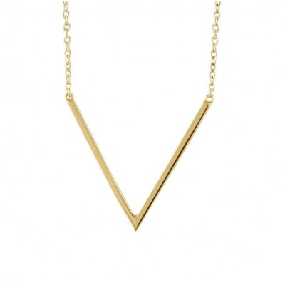 14KT Yellow Gold Plain V Necklace