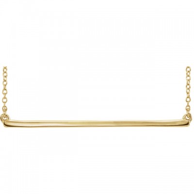 14KT Yellow Gold Plain Straight Bar Necklace