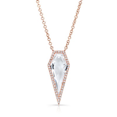 14KT Rose Gold White Topaz Diamond Necklace