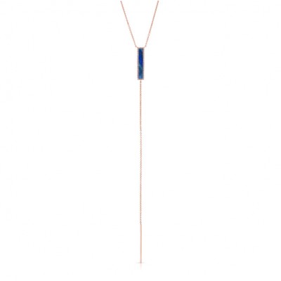 14KT Rose Gold Opal Diamond Bar Y-Necklace