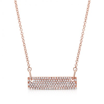 14KT Rose Gold Wide Diamond Bar Necklace