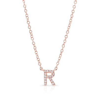 14KT Rose Gold Diamond Initial Necklace