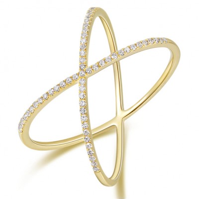 14KT Yellow Gold Diamond Criss-Cross Ring