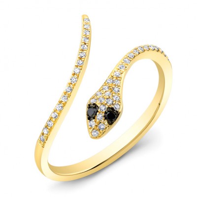 14KT Yellow Gold Diamond Snake Ring 