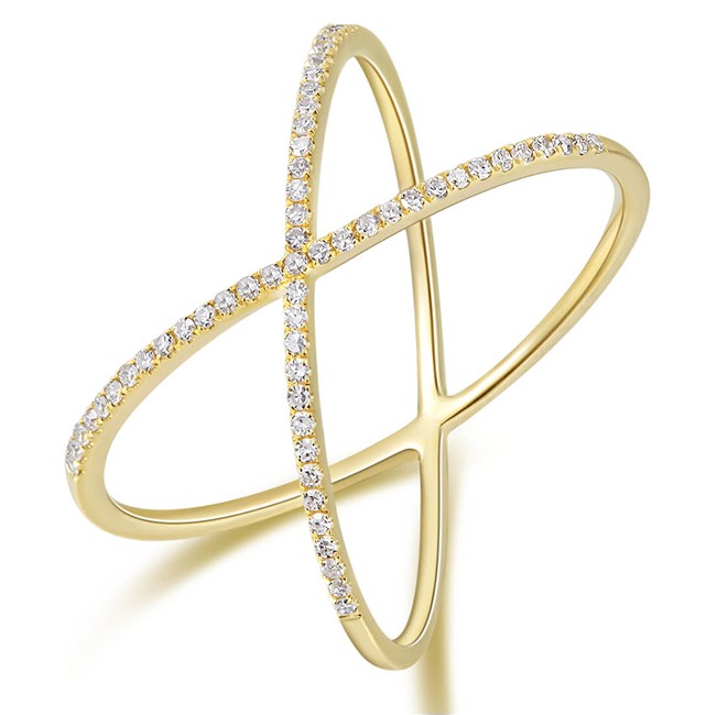 14KT Yellow Gold Diamond Criss-Cross Ring - Rings - Shop by Style (ships in  4-6 weeks) - SHOP